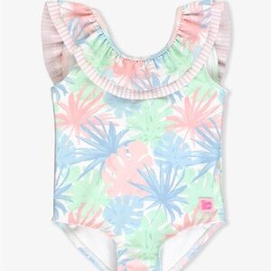 RuffleButts Pastel Palms Swimsuit